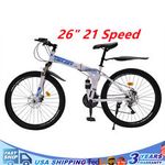 26 inch Folding Mountain Bike 21 Speeds MTB Bicycle Men Bikes Dual Disc Brake US
