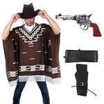 Fancy Dress Gun Hat Western Wild West Cowboy Poncho