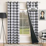 MIULEE Buffalo Plaid Curtains Blackout Window Drapes with Grommets for Living Room Darkening Light Blocking and Thermal Insulated Set of 2 Panels, W 52" x L 84" Grey and White