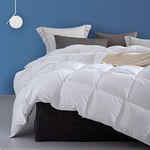 Dafinner Full/Queen Size Goose Down Comforter Duvet - 100% Cotton Quilted with Corner Tabs, Premium 550FP Hypoallergenic Down Feather, Medium Weight for All Season Bedding, Ivory White