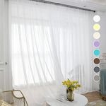 ABCHOME Ivory Sheer Curtains 72 Inches Long 2 Panels,Rod Pocket Voile Semi Sheer Window Curtains for Kitchen, Bedroom and Living Room (Ivory, 48 W x 72 L)