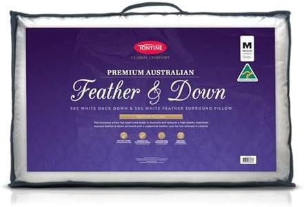 Tontine 50/50 Australian Made Feather and Down Surround Pillow – Breathable Natural Cotton Cover – Medium Height, Medium Softness and Medium Support – Machine Washable