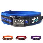 Dog Collar Personalised Dog Collars Custom Nylon Reflective Collars Adjustable Pet Collars with Name & Phone Number for Pets Cat Puppy Dogs(Blue,S)