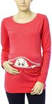 M.M.C. Coming Soon - Funny Sweet Maternity Shirt Sweatshirt Pregnancy Shirt with Motif for Pregnancy Long Sleeve, Coral, S