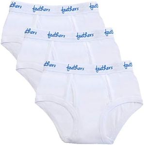 Feathers Boys Solid White Snug Fit Tagless Briefs Underwear - 100% Cotton Super Soft Briefs (3/Pack)