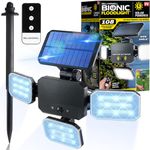 Bionic Floodlight Deluxe 50% Brighter ASON TV, Solar Lights Outdoor Waterproof- 108 COB-LED's w/Motion Sensor 180° Swivel, Adjustable Panels for Garden, Lawn and Patio As Seen On TV