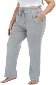 Cheapestbuy Women's Plus Size Comfy Lounge Pants Active Yoga Sweatpants Casual Stretchy Jogger Pants with Pockets Drawstring Grey