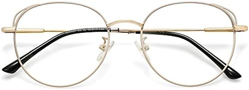 SOJOS Cat Eye Blue Light Blocking Glasses for Woman Hipster Metal Frame Womens Eyeglasses She Young SJ5027, Beige Frame/Anti-Blue Light Lens