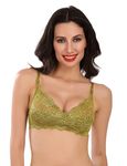 Tipsy Women's Non Padded Non Wired Floral Lace Bra (32, Mehandi)