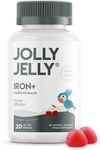 Iron 20mg Gummies - with Vitamin C, Niacin, B6, B5, B12, Folic Acid & Biotin - Potent Formula for Energy & Immunity - Cherry Flavour - 60 Vegan Gummies - by Jolly Jelly