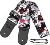 BestSounds Skull Guitar Strap - Adjustable Polyester Guitar Strap for Bass, Electric & Acoustic Guitars (Skull Black)