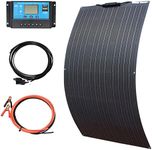XINPUGUANG Flexible Solar Panel 100W 12V Solar Panel Kit Monocrystalline cell,10A charge controller, extension cable，Alligator clip cable for off grid boat rv trailer (100W)