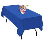 1 Pack Royal Blue Polyester Tablecloth for 8 Ft Rectangle Table,60 x 126 inch Polyester Fabric Table Cloth Wrinkle Resistant Washable Table Cover,for Wedding,Birthday,Party,Banquets Decorate