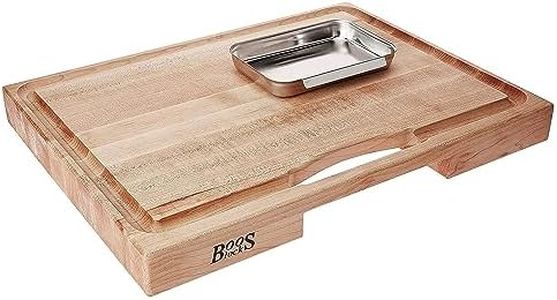 John Boos Boos Block Newton Prep Master Reversible Wood Cutting Board with Juice Groove and Pan, 2.25-Inch Thickness, 24" x 18" x 2 1/4", Maple