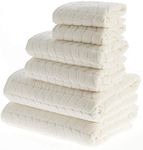 BAGNO MILANO 100% Turkish Cotton Jacquard Luxury Towel Set – Quick Dry Non-GMO Ultra-Soft, Plush and Absorbent Luxury Durable Turkish Towels Set (Cream, 6 pcs Towel Set)