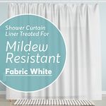 BigFoot Shower Curtain Liner – 72 x 72 Fabric Heavy Duty Shower Curtain with Rustproof Metal Grommet and 3 Magnetic Weights – Odor Free and Compatible with Standard Showers, White