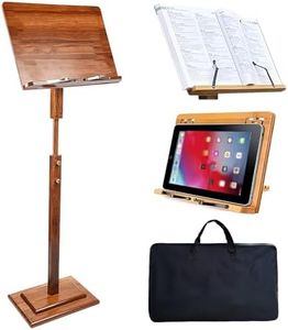 Bamboo Music Stand for Sheet Music with Carrying Bag, Portable Wood Music Stands Holder Foldable with Case Adjustable Height 45.3''-53.1'' for Guitar Violin Piano Manhasset(Bamboo Music Stand)