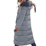 AMhomely Women's Padded Puffer Jackets Quilted Winter Warm Hooded Topcoats Long Sleeve Overcoats Longline Cardigan Jacket Active Outdoor Parka Coat for Cold Weather Sale Clearance