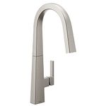 Moen S75005SRS Nio One Pulldown Kitchen Faucet with Power Boost, Includes Secondary Finish Handle Option, Spot Resist Stainless