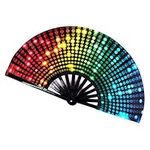 GDZTBS Rave Hand Fan, Bamboo Folding Fans Colourful Handheld Fan Performance Accessories for Festivals, Drag Queen & Burlesque