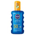 NIVEA SUN Protect & Dry Touch Invisible Sun Spray SPF 50 (200 ml), Water-Resistant Sun Oil, Immediate Protection against UVA & UVB Rays, Transparent/No White Marks