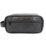 Arikky Faux Leather Toiletry Bag,Men and Women Travel Wash Bag Make up Cosmetic Bag Waterproof Gym Bag Black (YXTB-1, M)