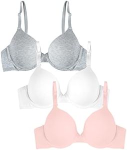 Fruit of the Loom Women's T-Shirt Bra, Blushing Rose/White/Grey Heather, 34A