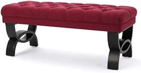 Christopher Knight Home Scarlett Tufted Fabric Ottoman Bench, Deep Red