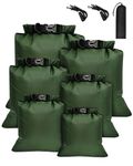 MOXTOYU Dry Bags Waterproof Set 6 Pack, Lightweight Large Capacity Dry Bags Waterproof Set in 8L 5L 3.5L 3L 2.5L 1.5L Organizer Storage Bags for Camping Outdoor Hiking Fishing Cycling Dry Sack（Green）