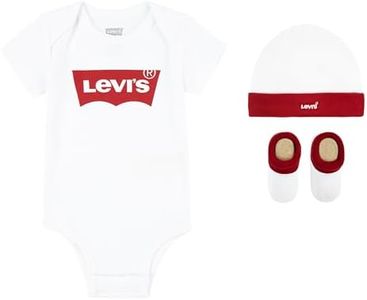 Levi's Classic Batwing Infant Hat Bodysuit Bootie Set 3Pc, Tutina per bambino e neonato Unisex - Bimbi 0-24, Bianco (White), 0-6 mesi