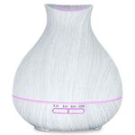 550ml Essential Oil Diffuser, Aromatherapy Wood Grain Aroma Diffusers with Timer Cool Mist Humidifier for Large Room, Home, Baby Bedroom, Waterless Auto Shut-off, 7 Colors Changing Lights (White)