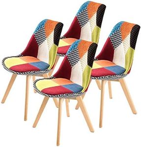 Replica Eames Fabric Padded Dining Chair - MULTI X4