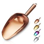 Berglander Stainless Steel Rose Gold Ice Scoop 6 OZ, Titanium Copper Plating Metal Ice Scooper For Ice Maker Multipurpose For Candy Wedding Kitchen Bar Party Pet Animal Dog Food Scoop Beach Shovel