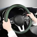 MAPPLE CREATION Car Steering Wheel Cover, Anti-Slip, Safety, Soft, Breathable, Heavy Duty, Thick, Full Surround, Sports Style, Universal Auto Car Steering Wheel Cover (Green)