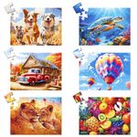 24 Large Piece Puzzle for Seniors 6 Pack Puzzles Dementia Alzheimer's Products and Activities for The Elderly Adults Puzzles Alzheimer's Easy Puzzles Gift Memory Games for Patients, 6 Storage Bag