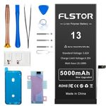 FLSTOR Battery for iPhone 13, Replacement Battery Pack for iPhone 13 Model: A2482, A2631, A2633, A2634, A2635 with Repair Tool Kit & User Instruction