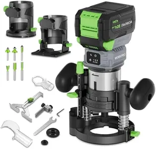 WORKPRO 20V Cordless Compact Router Tool, 6 Variable Speeds up to 30,000RPM Wood Router for Chamfering, Slotting, Trimming, with Multi-Angle Adjustable, Straight, Dual-Handle Base and Multiple Bits