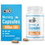 CBDfx 900mg CBD High Strength Morning Capsules with Caffeine, CBG & Unique Terpene Blend, Vegan, Gluten Free, 60 Capsules