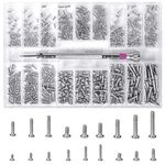 Nivofu 500 Pcs Mini Screws Assortment Kit,Micro Screws Set,18 Kinds Small Multi-Purpose Phillips Head Micro Screws,Tiny Electronic Screws Assortment Kit,Phone Watch Repair Stainless Steel Screws Tool Kit with Screwdriver (Sivler)