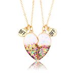 CERSLIMO Best Friend Necklace - Bff Necklace for 2 Girls, Magnetic Heart Friendship Necklace | Matching Best Friend Necklaces for 2 Girls Kids Pink Loving Heart Pieces Jewellery Gifts for Women, Gold