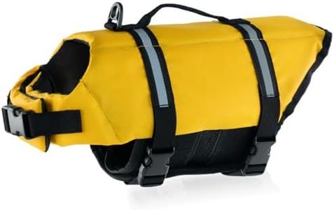 FANSU Gilet de Sauvetage pour Chien avec Poignée, Gilet de Sauvetage Réglable pour Chiens de Petite, Moyenne et Grande pour Sécurité de l'eau Plage, Piscine (L,Jaune)