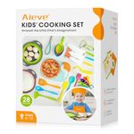 Aieve Kids Cooking Sets Utensils with Kitchen Tool Guide Recipes, 28 Pack