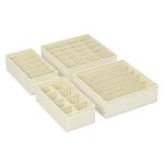 SONGMICS Set of 4 Underwear Drawer Organisers, Wardrobe Organisers for Bras, Undies, Ties, and Socks, Foldable Fabric Storage Boxes, Beige RUS04M