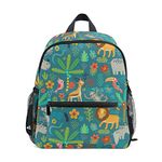 Mnsruu Kids Toddler Backpack Seamless Pattern Jungle Animals Preschool Kindergarten Bookbag Nursery Travel Bag for Boys Girls Daycare