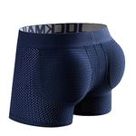 JOCKMAIL Mesh Mens Underwear Boxer Back Mens Padded Underwear Boxer with Hip Pad Men's Boxers, Navy, Large