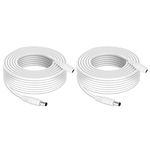 Lonnky 10 Meters 12V Extension Lead, Compatible with CCTV TAPO Camera, 12V Power Supply, DVR, TV Box, Compatible Power Cable, 2.1 mm x 5.5 mm Male to Female Jack, 2-Pack (White)