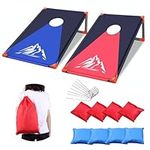 OBOVO Portable Cornhole Set Outdoor Cornhole Toss Game with PVC Framed & 8 Bean Bags & Carrying Bag for Kids, Backyard, Lawn, Beach 2-in-1 Camping Game Set