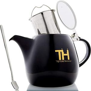 Thiru theiere avec infuseur - 1200 ml - Théière en porcelaine de qualité supérieure fabriquée à la main - Modèle 2022 avec nouveau couvercle et filtre en acier inoxydable