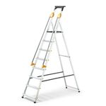 Abbey Aluminium Safety Platform Step Ladder With Handrail & Tool Tray 8 Tread