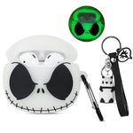 Compatible with AirPods Case (2nd/1st Generation) Cover with Panda Keychain, [Glow in The Dark] Funny 3D Anime Skull Soft Silicone Shell Protective AirPods 2/1 Case for Women Men Girls Boys